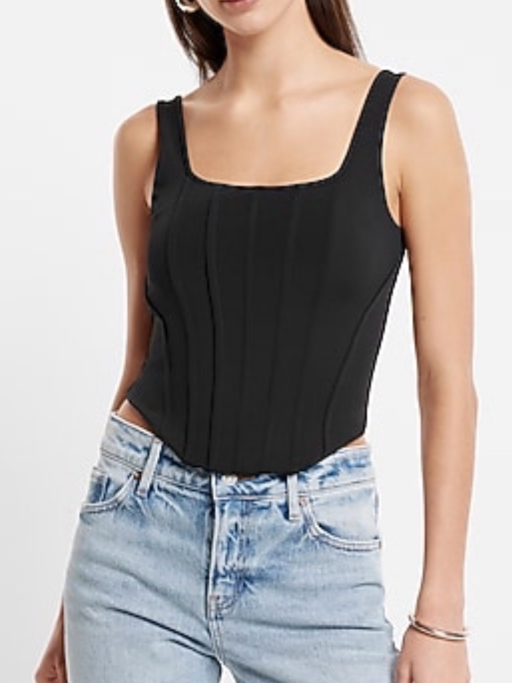 Express body contour Black Square-Neck high compression Corset Tank Top nwt sz M
